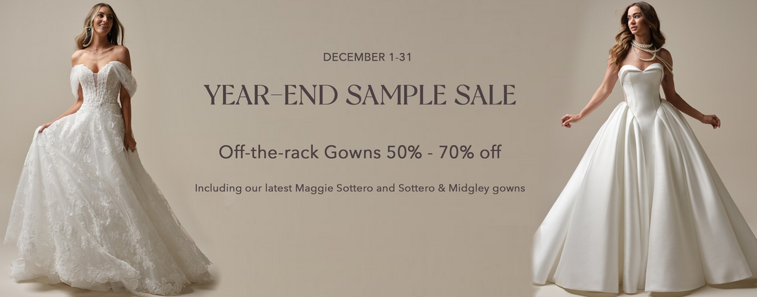 🎉 It’s the Biggest Sale of the Year: The Stardust Sample Sale is Here! 🎉 December 1–31 | Up to 70% Off Off-the-Rack Wedding Gowns